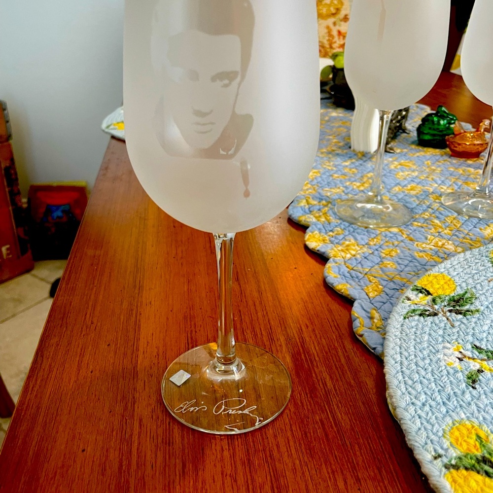 4 stages of Elvis red wine glasses